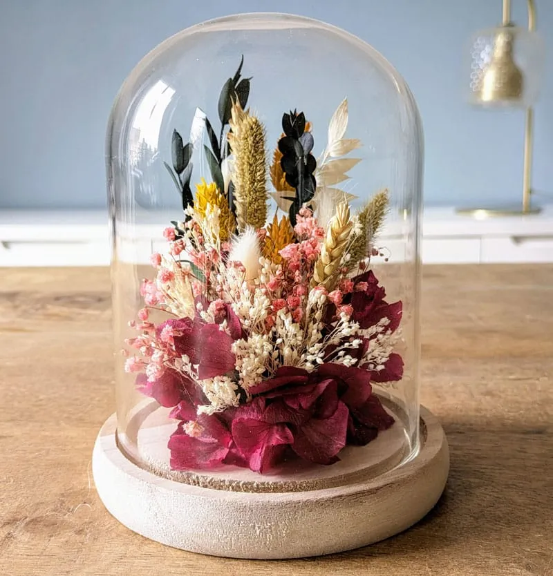 Réconciliation Végétale Agathe cloche fleurs séchées rose