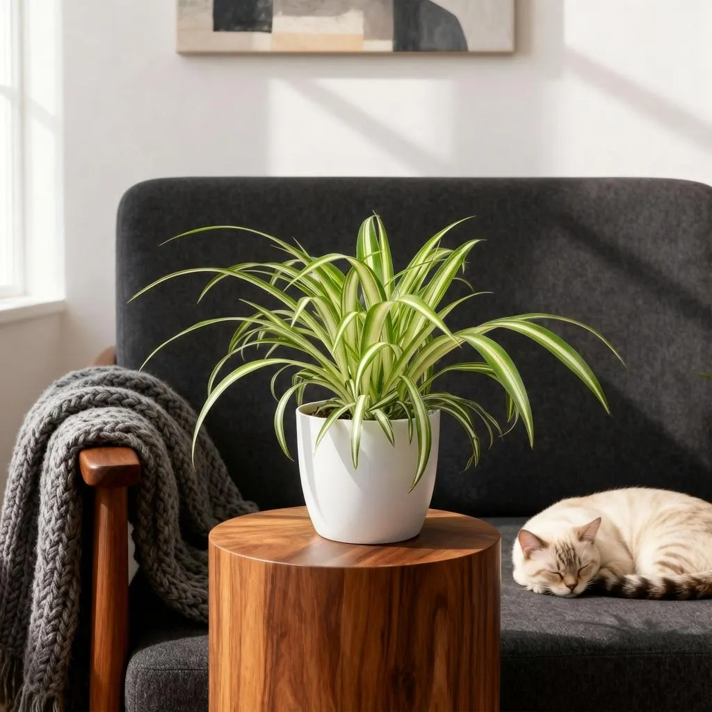 Plant and Stories Chlorophytum Plante Araignée Pot 12cm Blanc