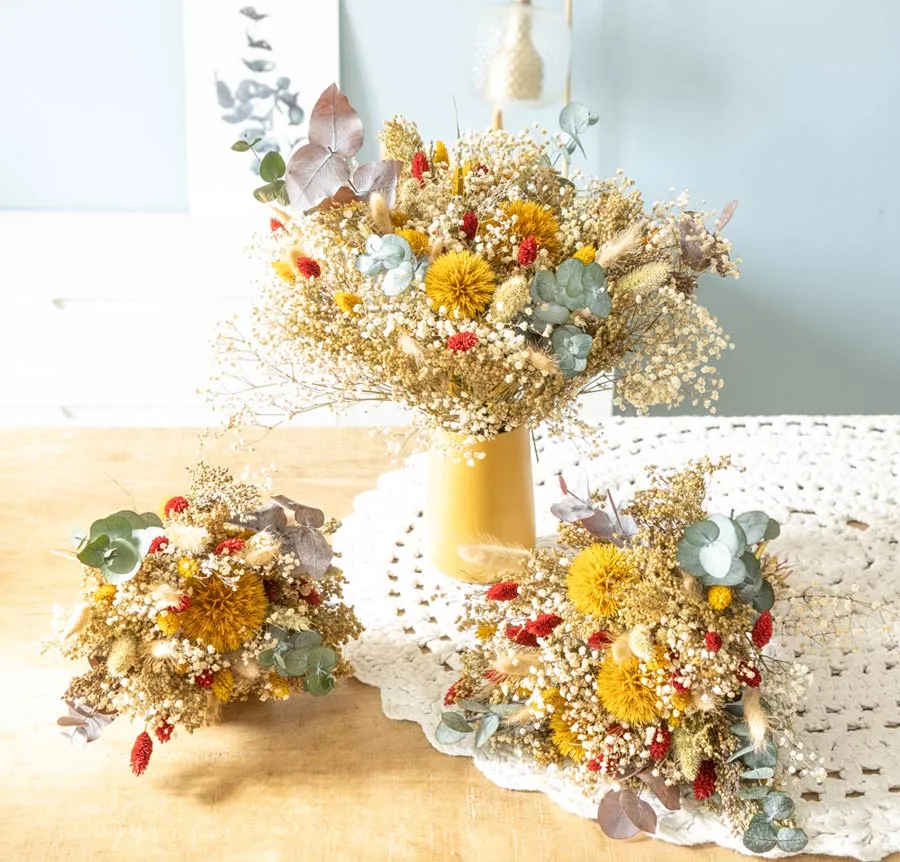 Réconciliation Végétale Pauline bouquet fleurs séchées jaune M