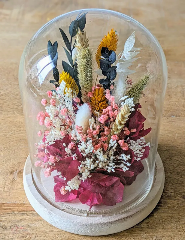 Réconciliation Végétale Agathe cloche fleurs séchées rose