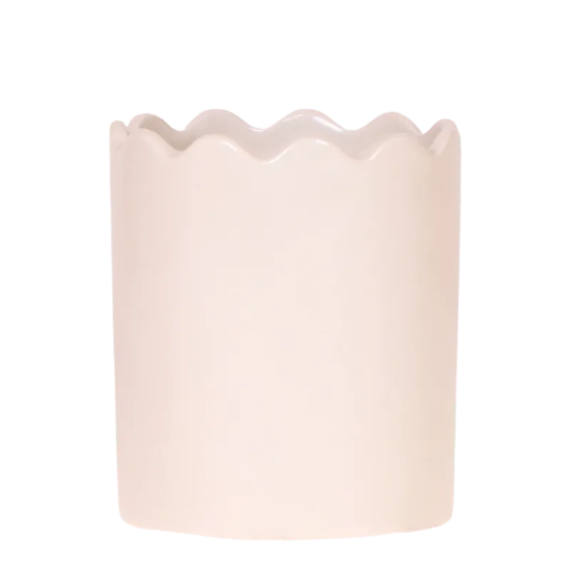 Kolibri Ondulé cache-pot céramique 9 cm blanc brillant