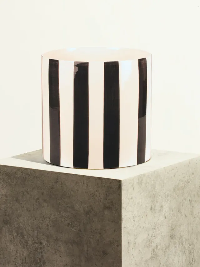 By Charlot Color Block rayée XL cache-pot 24 cm noir