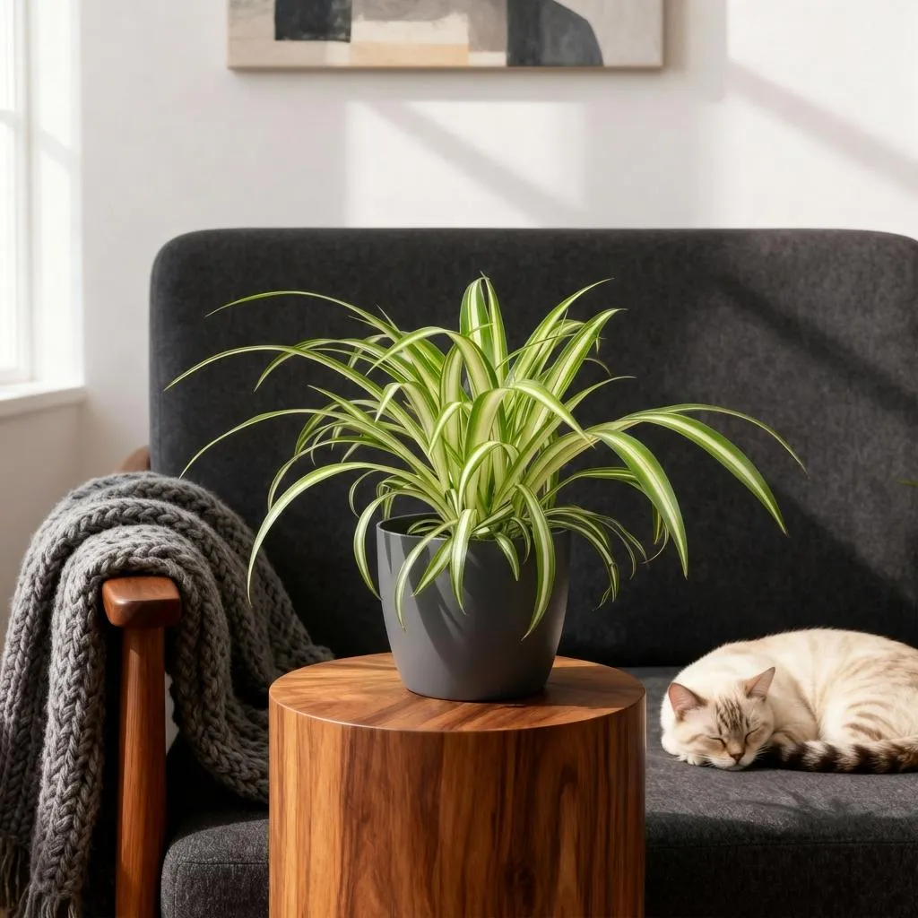 Plant and Stories Chlorophytum Plante Araignée Pot 12cm Blanc