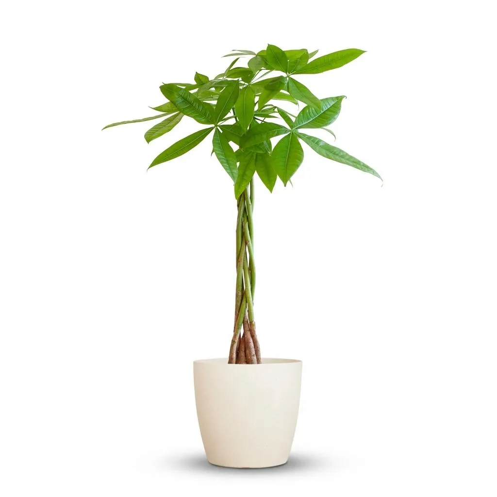 Plant and Stories Pachira Aquatica plante 80 cm cache-pot gris tressé