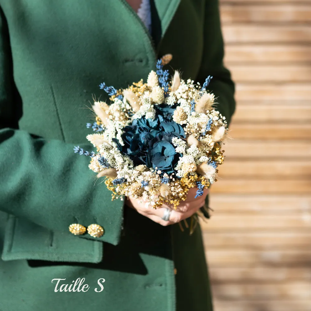 Réconciliation Végétale Céleste bouquet séchées bleu hortensia