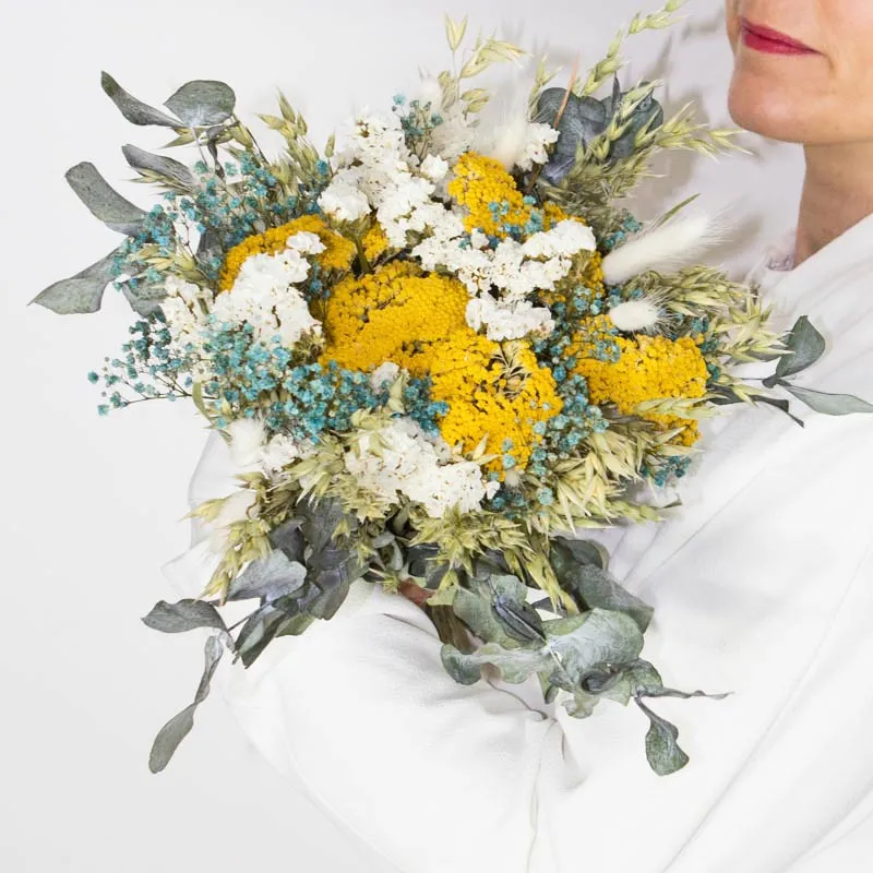 Réconciliation Végétale Marcelle bouquet fleurs séchées jaune 50 cm