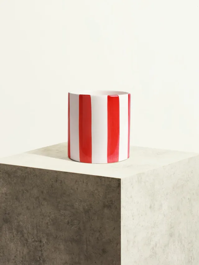 By Charlot Céramique rayée cache-pot rouge ultime M