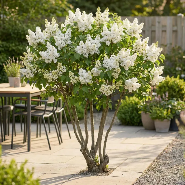 Plant and Stories Lilas Mme Lemoine arbuste pot 17 cm blanc