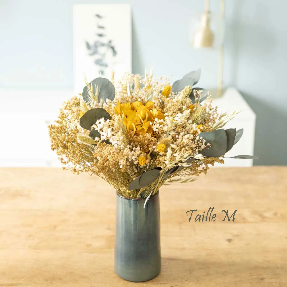 Réconciliation Végétale Colette bouquet fleurs séchées hortensia jaune