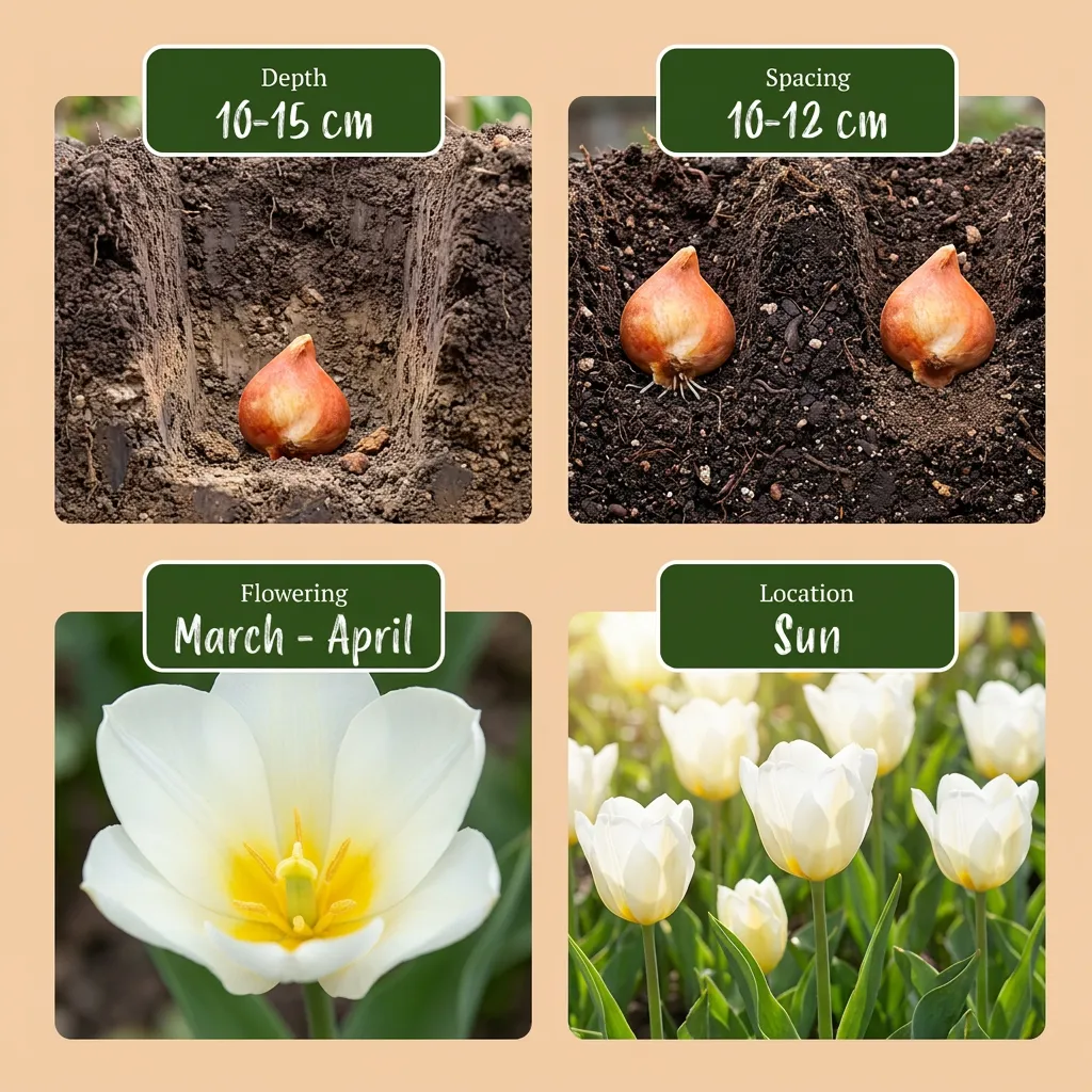 Plant and Stories Tulipe Triumph blanche bulbes 30 bulbes blanc pur