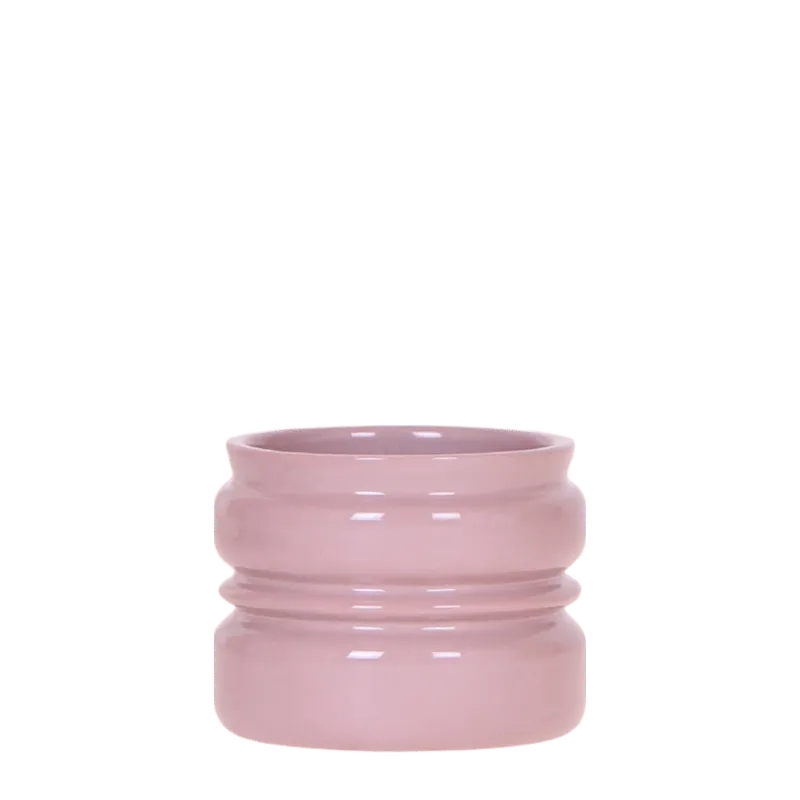 Cache-pot céramique strié étagé terracotta 9 cm brillant