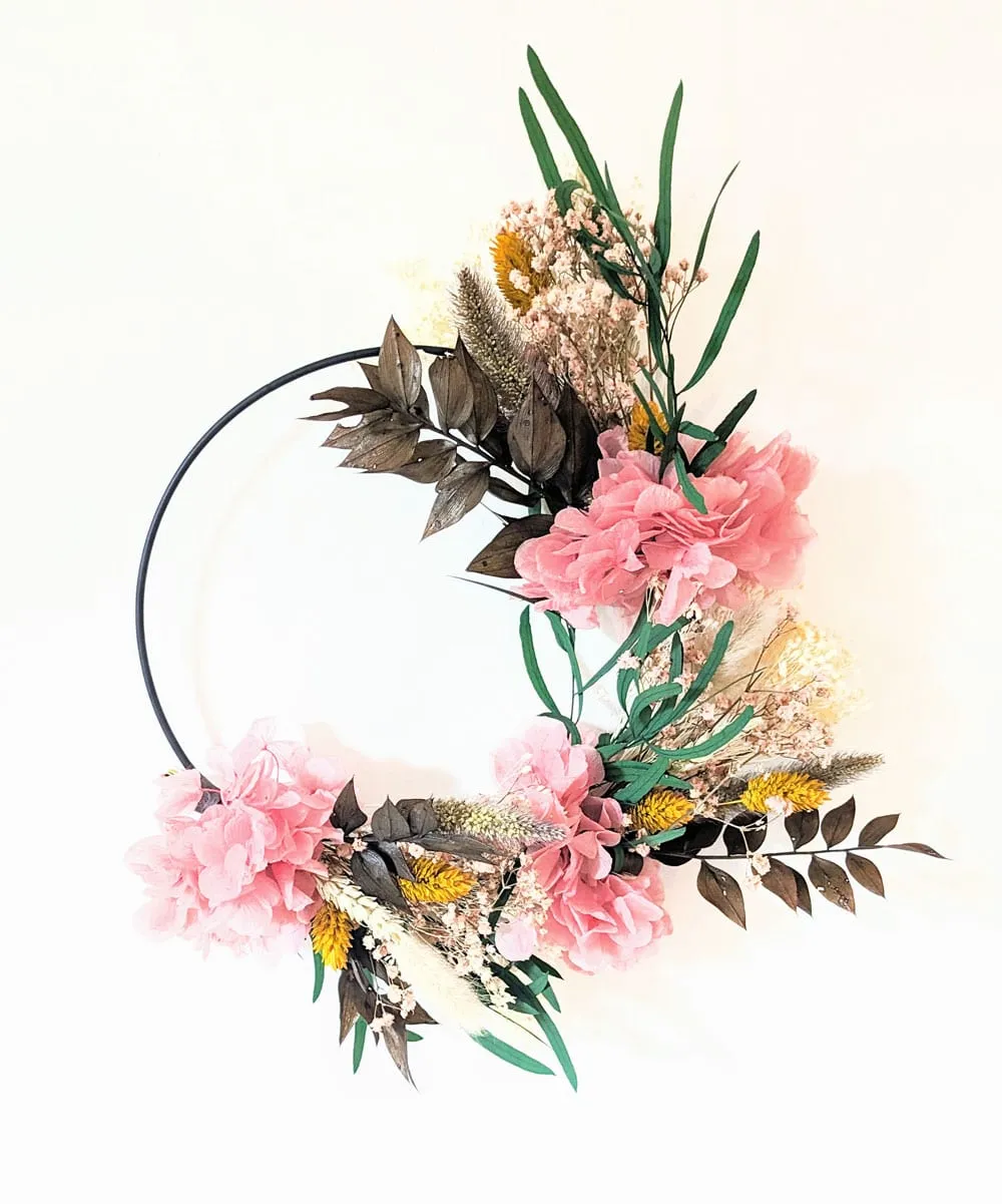 Réconciliation Végétale Honorine Couronne Fleurs Séchées Rose