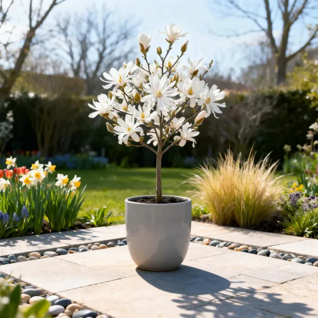 Plant and Stories Magnolia Stellata arbuste pot 19 cm fleurs blanches