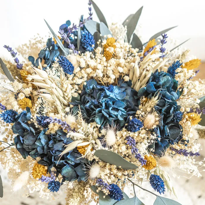 Réconciliation Végétale Elise bouquet fleurs séchées L bleu