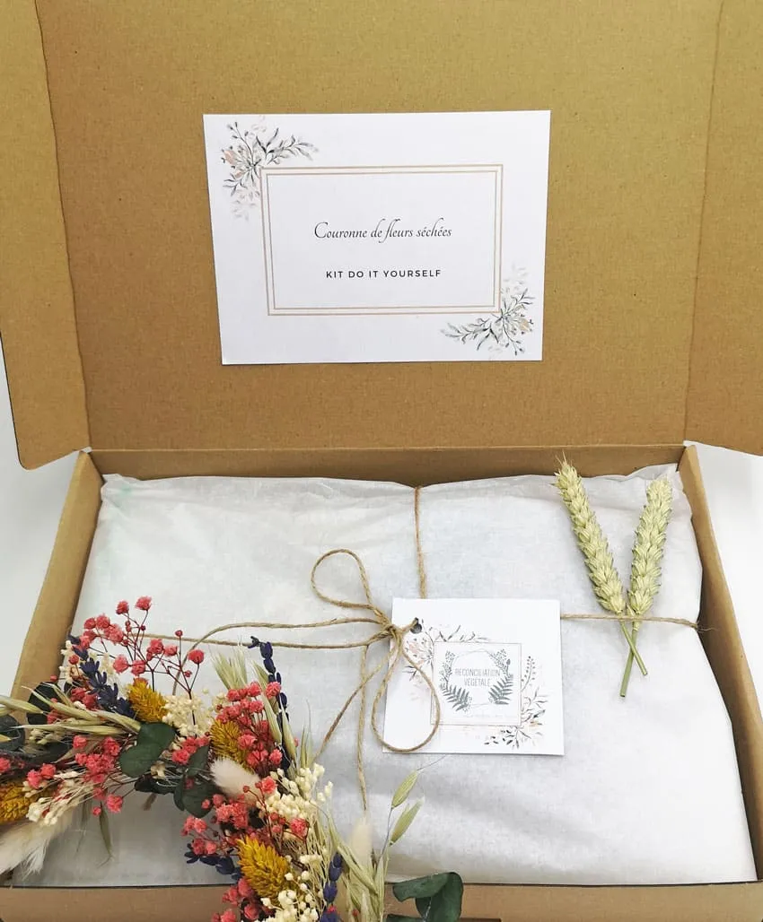 Réconciliation Végétale kit DIY couronne fleurs séchées bleu