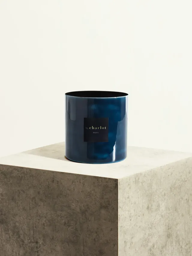 By Charlot cache-pot métal bleu minuit 14 cm