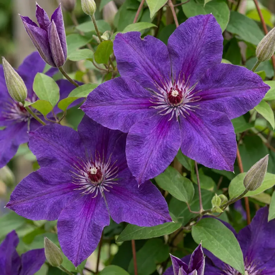 Plant and Stories Clematite The President grimpante lot 4 plants fleurs bleu