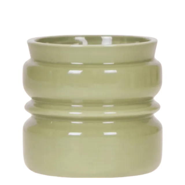 Cache-pot céramique strié étagé terracotta 9 cm brillant