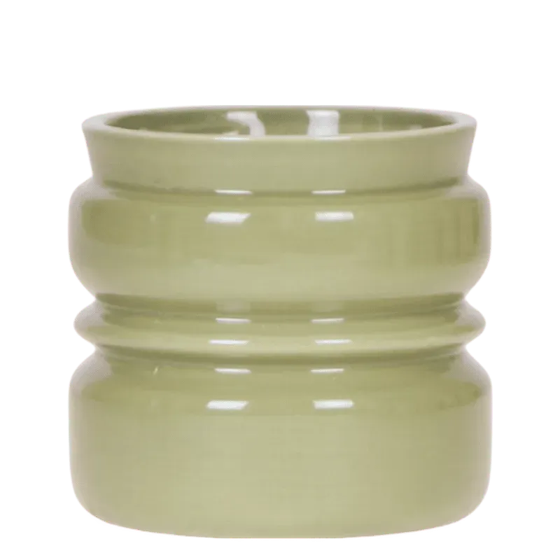 Cache-pot céramique strié étagé terracotta 9 cm brillant