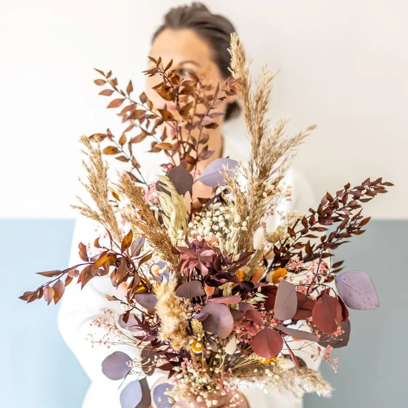 Réconciliation Végétale Fernande bouquet fleurs séchées rose 60 cm