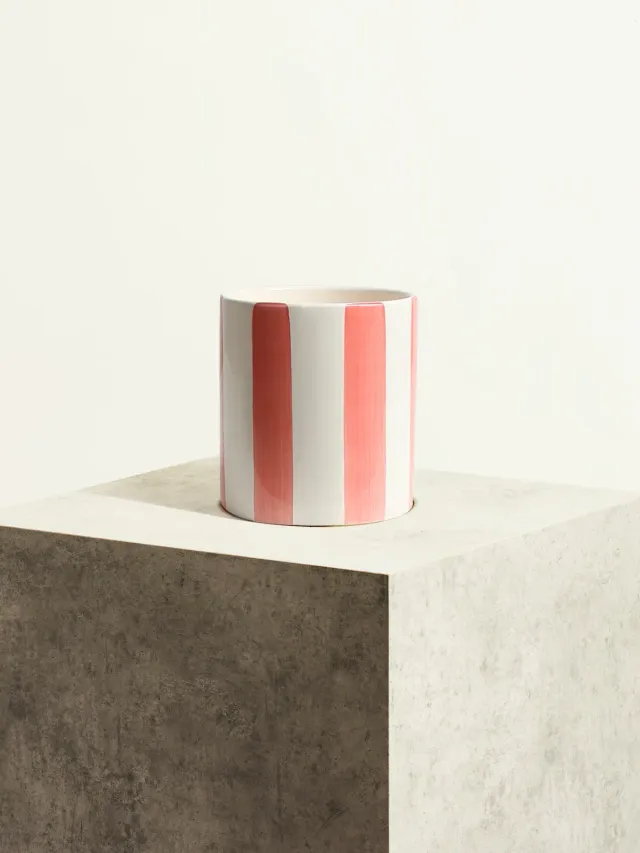 By Charlot Rayée Rose Sorbet cache-pot céramique M 14 cm
