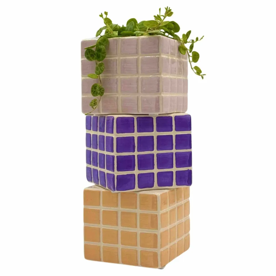 Plant and Stories lot 3 cache-pots Pixel céramique intérieur 6 cm