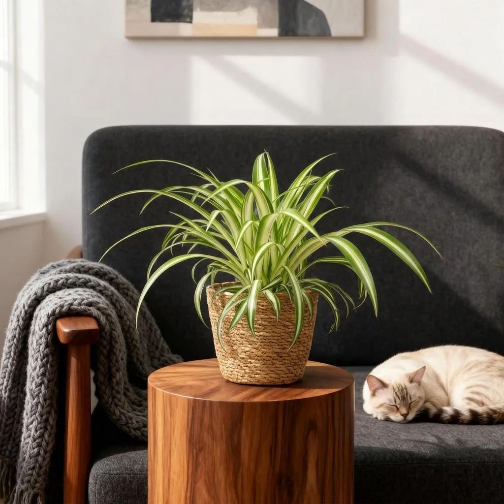 Plant and Stories Chlorophytum Plante Araignée Pot 12cm Blanc