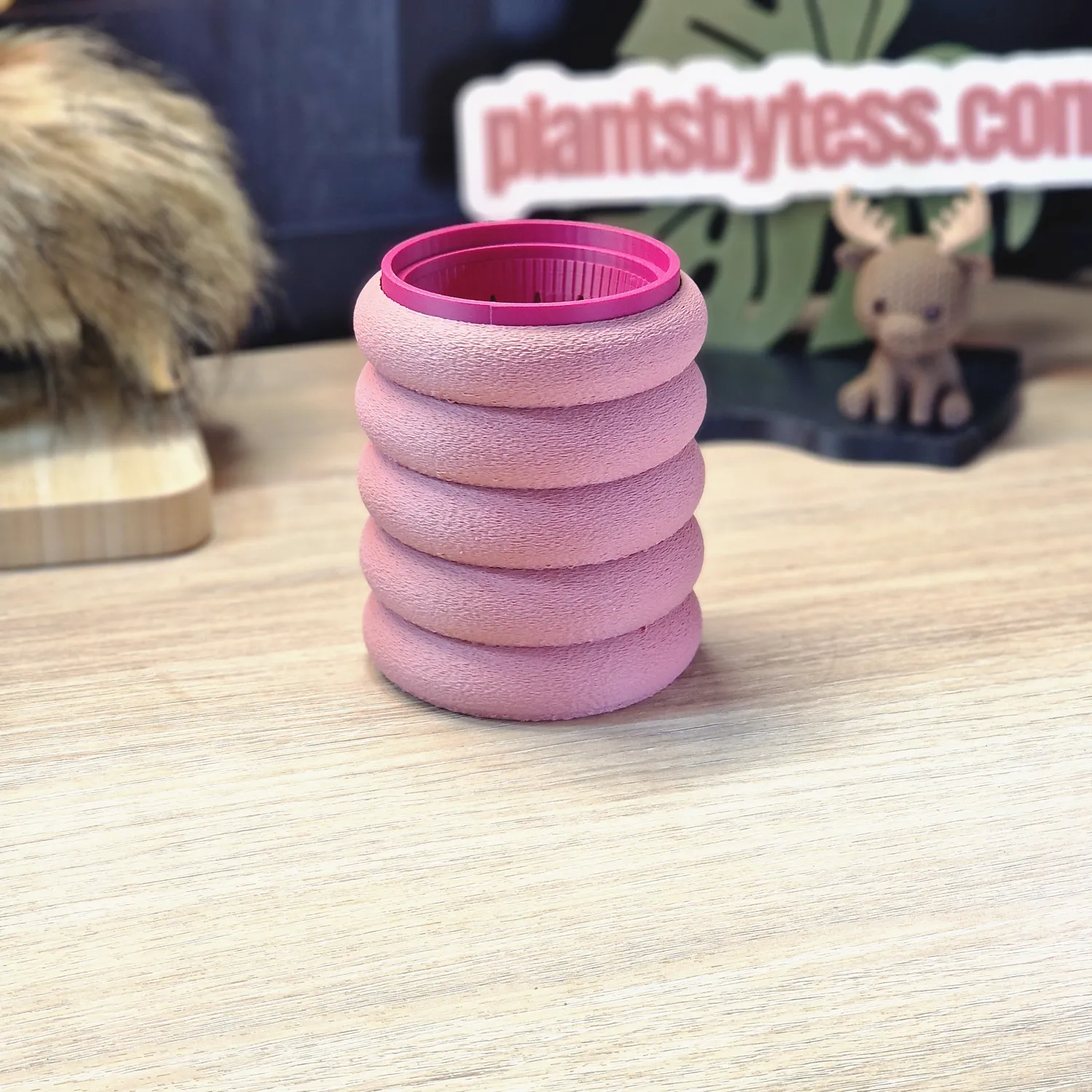 plant.ess Midi Sips Marshmallow cache-pot rose auto-arrosant