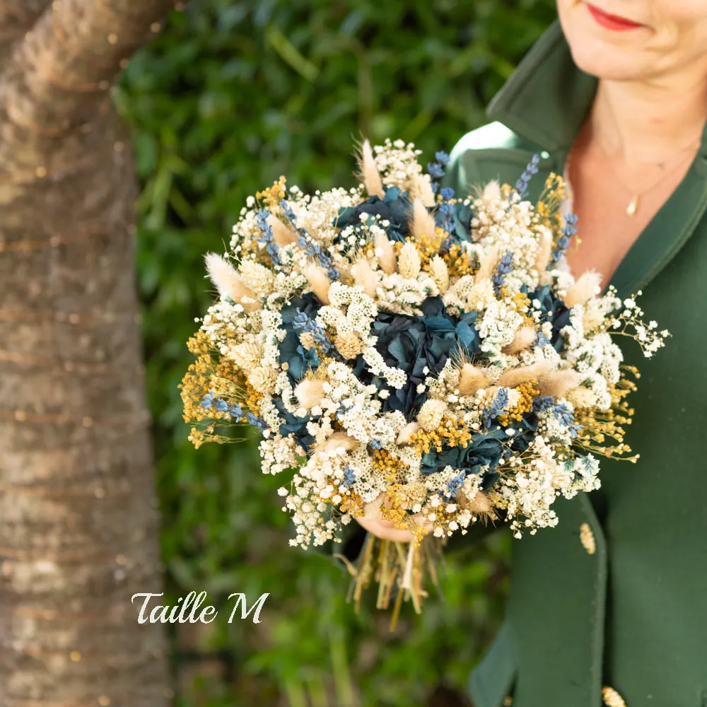 Réconciliation Végétale Céleste bouquet séchées bleu hortensia